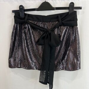 Faith Connexion Black Sequined Mini Skirt With Scalloped Hem NWOT